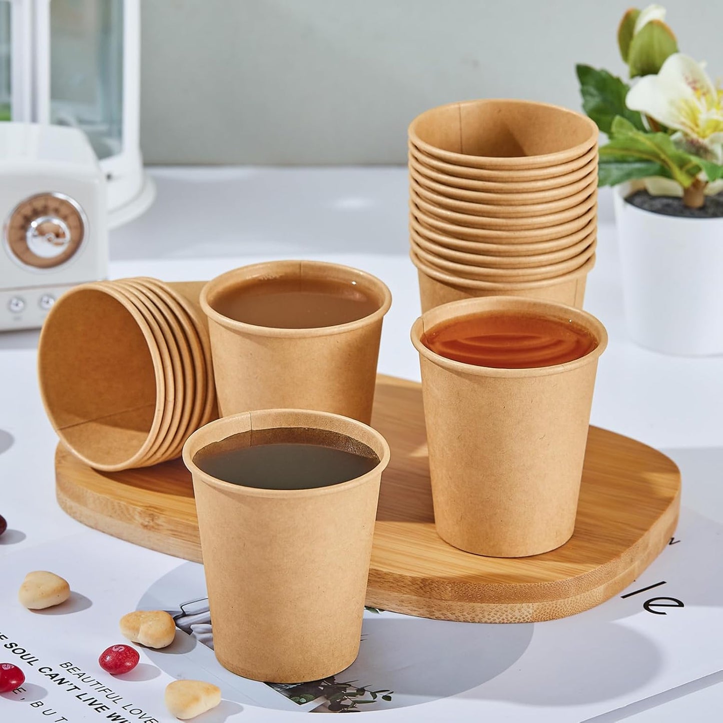 400 Pack 5 oz Kraft Paper Cups, Disposable Bathroom Cups, Mini Mouthwash Cups, Hot/Cold Beverage Drinking Cup for Home, Store, Travel, Events (Brown)