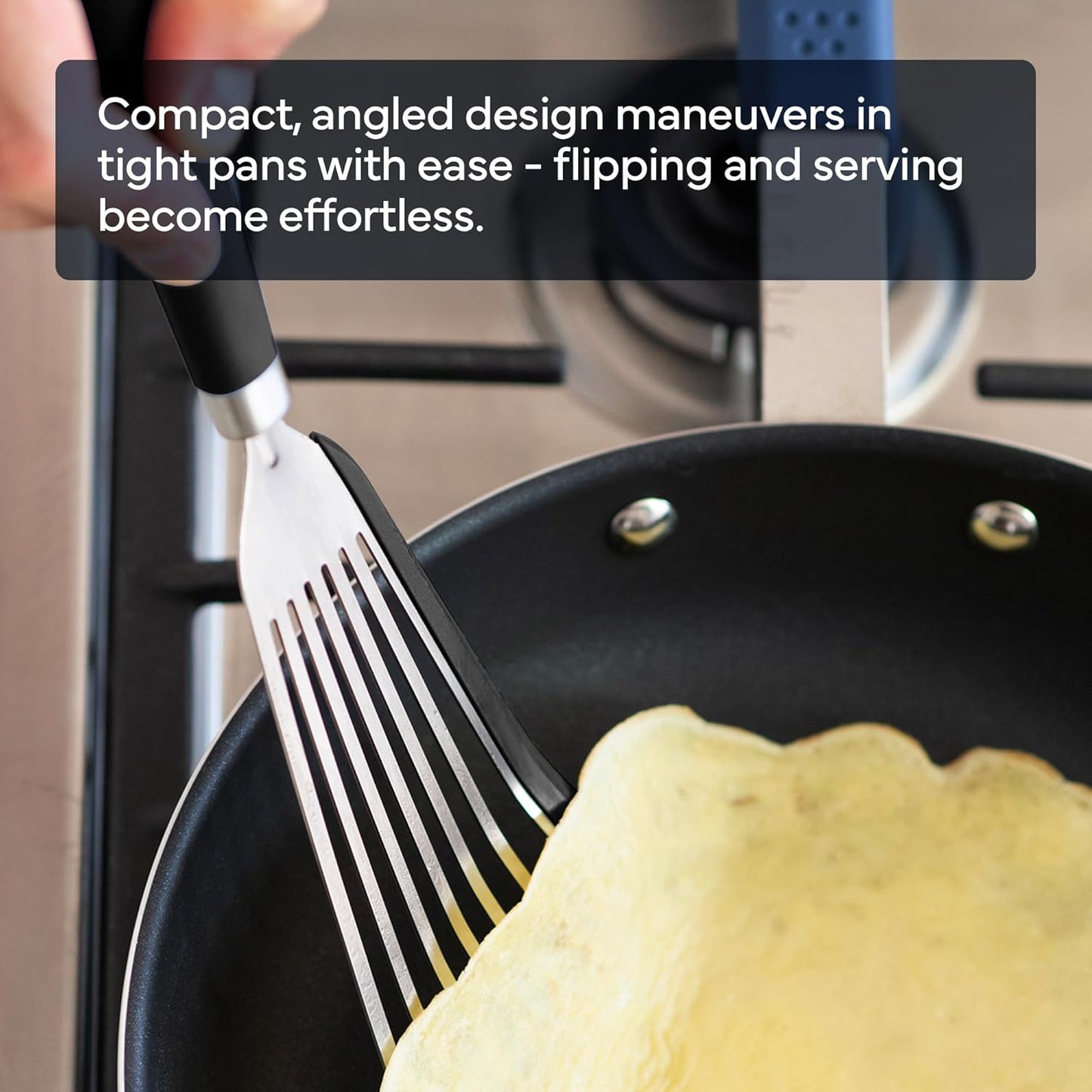 Misen Fish Silicone Spatula - Slotted Turner for Cooking - Perfect for Frying - Heat Resistant - Dishwasher Safe -1mm Thick Flexible Flipper - Soft Silicone Grip Handle for Easy Use