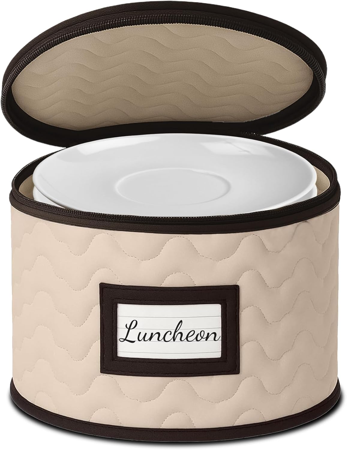 Serving Platter Storage - Quilted Microfiber China Organizer Box with Dividers, Protects & Organizes Up to 12 Plates of 10" - Ideal for Seasonal Dishware Protection