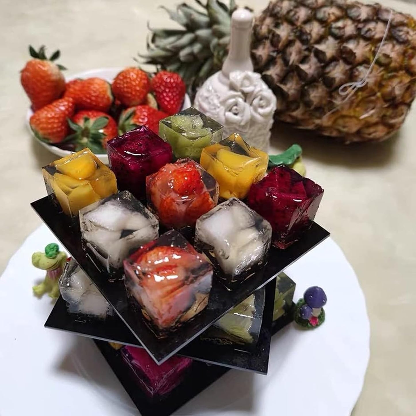 OCPO Kitchen 3D Cube Silicone Mold for Baking Mousse Cake, Square Baking Molds for Chocolate Candy Pastry Truffle Cupcake Jelly Cookie Pudding, Square Shape (15-Cavity)