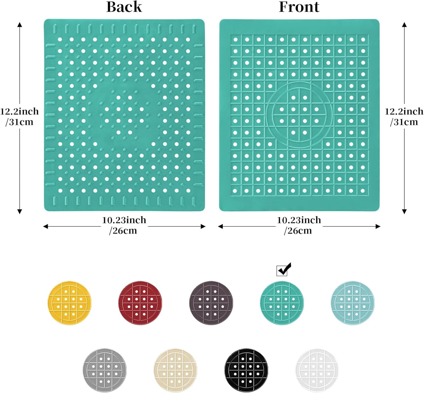 WILLKOMMEN Kitchen Sink Mat, 12" x 10" Rectangular Sink Protector Pad, Fast-Draining Grid Design Liner, Dish Drying Mat 2 Pack Mint Green