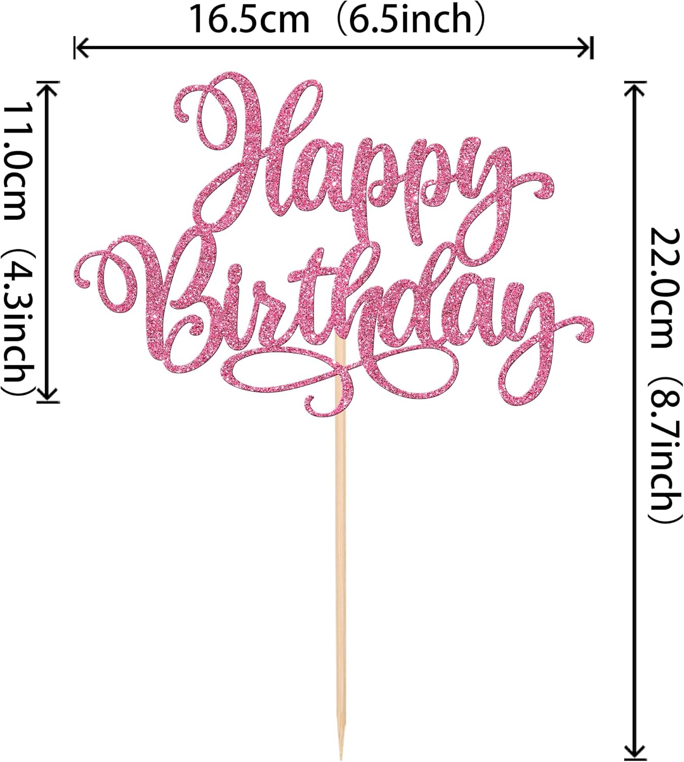 ZHUOWEISM 1 PCS Happy Birthday Cake Topper Glitter Happy Birthday Cake Pick for Celebrating Happy Birthday Anniversary Party Cake Decorations Supplies Pink