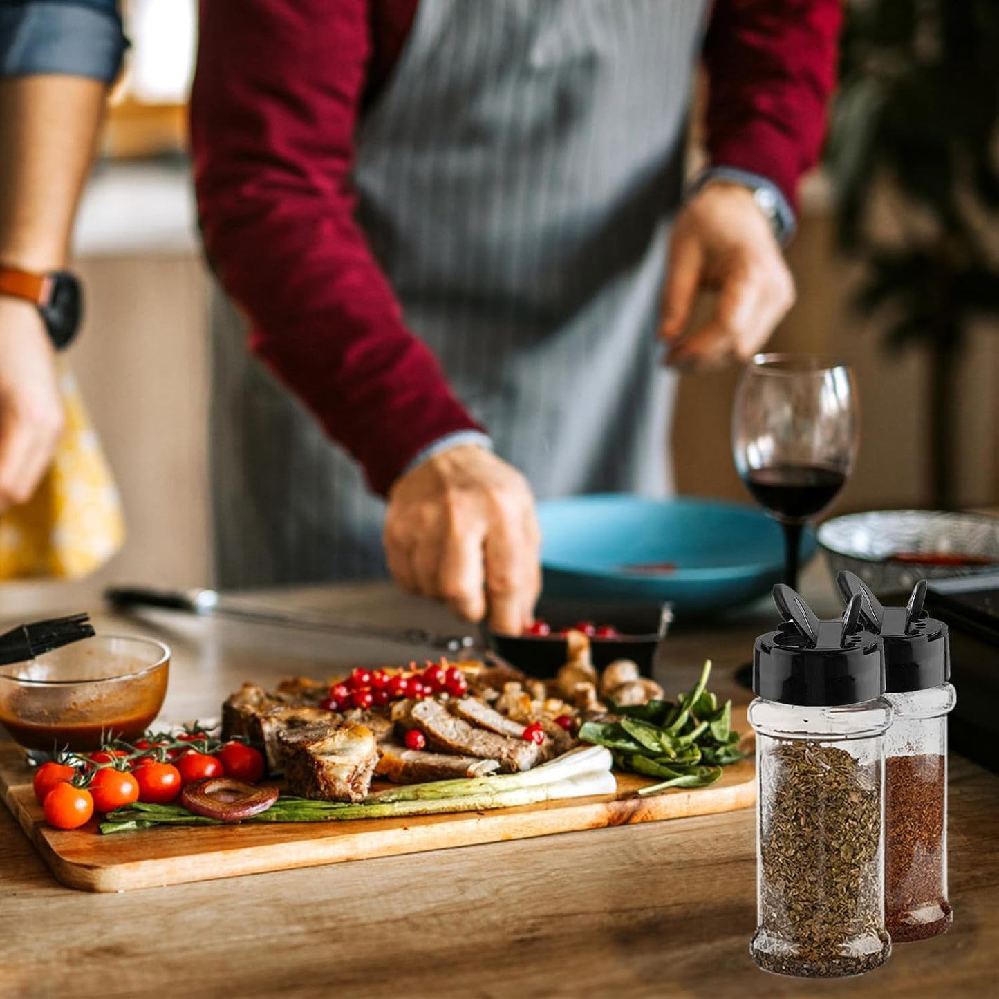 TUZAZO 3 oz Plastic Spice Jars with Shaker Lids and Labels, 24 Pcs Clear Empty Spice Bottles Seasoning Containers for Spice, Herbs and Seasoning Powders