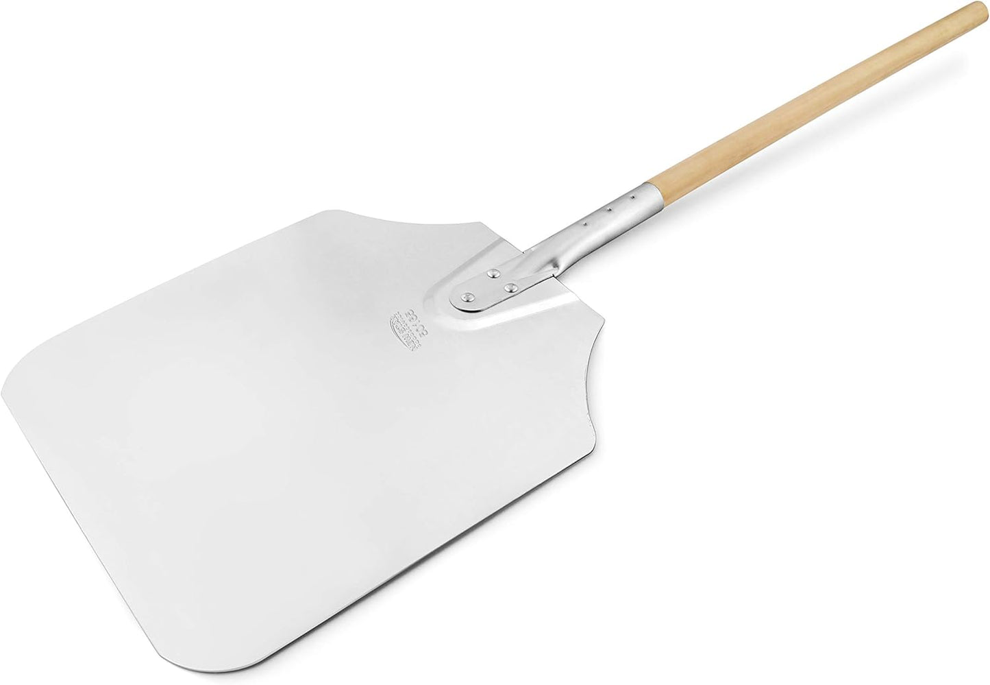 New Star Foodservice 50165 Aluminum Pizza Peel, Wooden Handle, 12 x 14 inch Blade, 36 inch overall