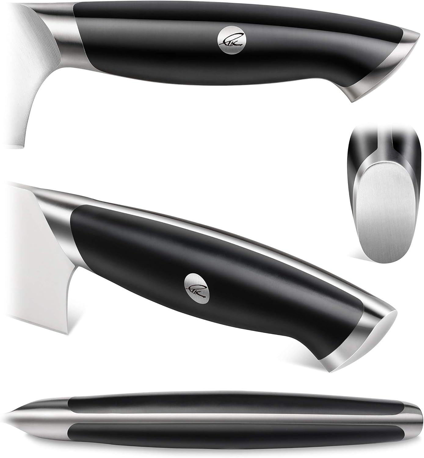 Cangshan Thomas Keller Signature Collection Swedish Powder Steel Forged, 7-Piece Knife Block Set, Walnut Block with 8 Spare Slots, Black