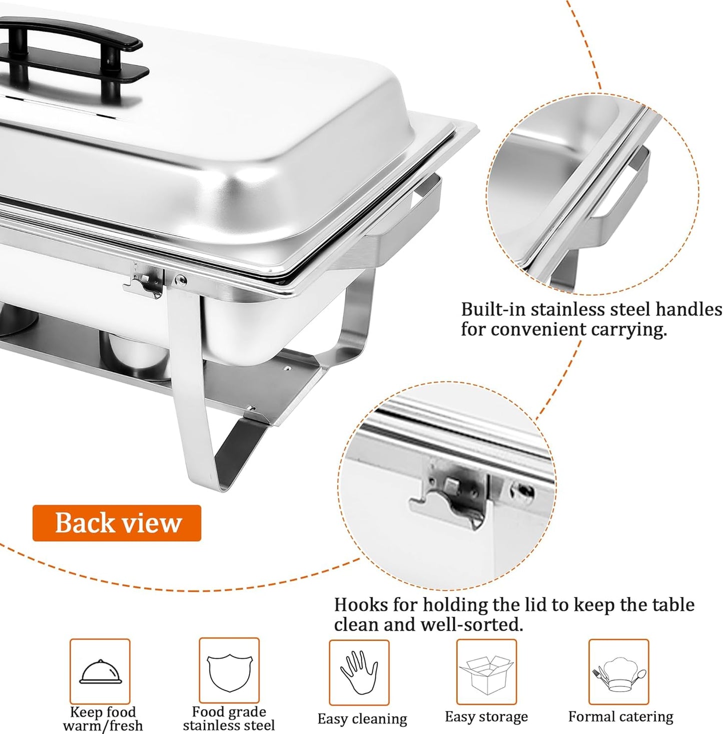 Chafing Dishes Buffet Set [2/4 Pack] Commercial Catering Food Warmers for Parties 9QT Buffet Servers and Warmers Stainless Steel Foldable Chafer with Lid