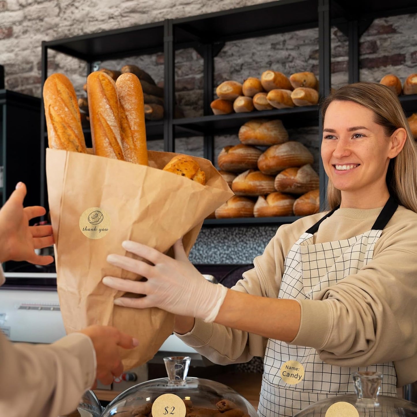 Thermal Labels,2 Inch Kraft Paper Color Round Thermal Printer Stickers,Self-Adhesive Round Direct Thermal Labels,Thermal Stickers for DIY Logo Design,Name Tag (500/Roll