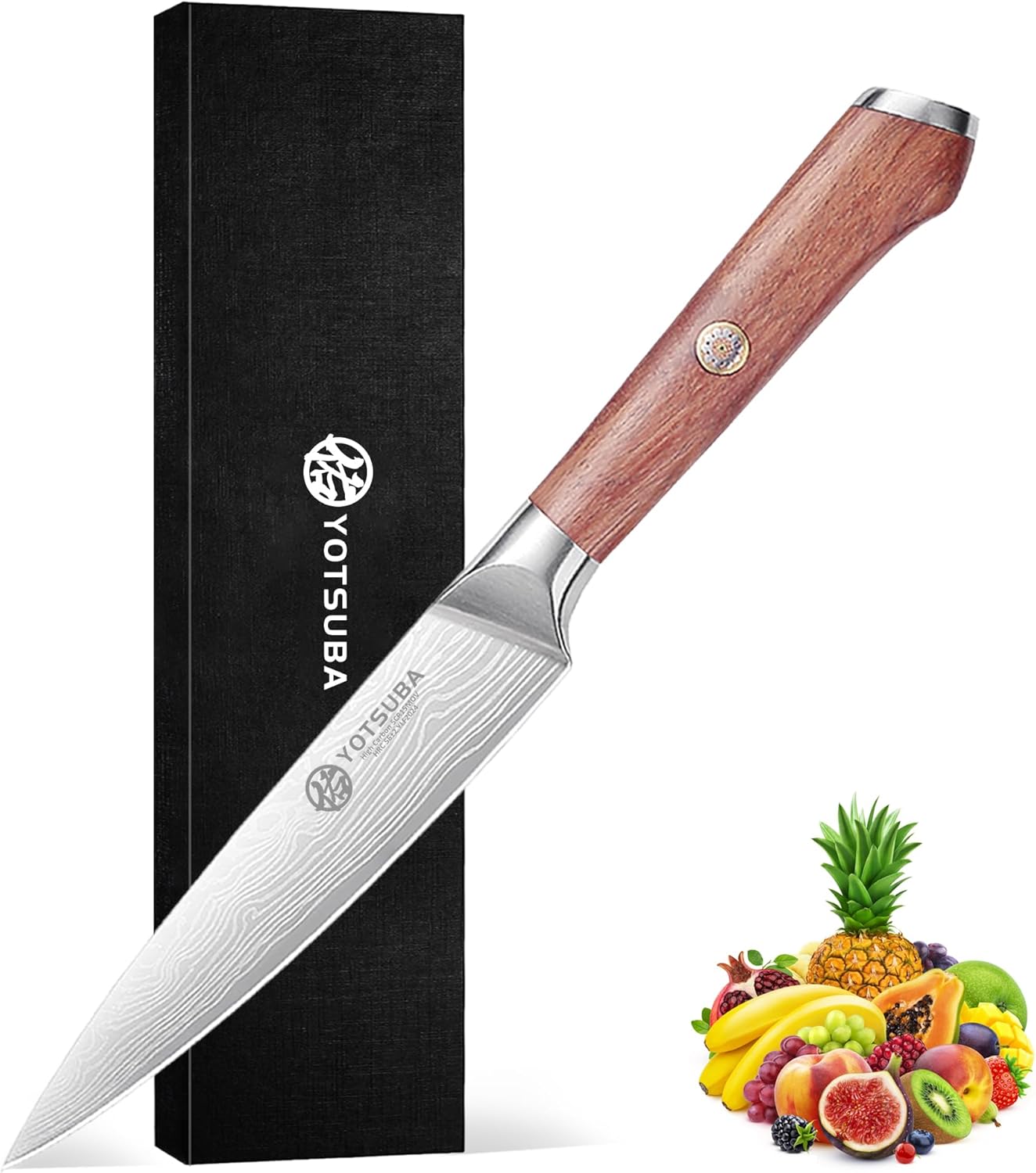 YOTSUBA Utility Knife,5 Inch Petty Kitchen Knife, Forged High Carbon German Steel chef knives, Paring knives, Full Tang & Razor Sharp Ergonomic Handle Design