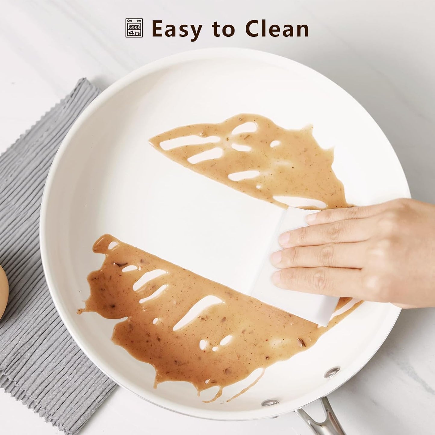 8" Ceramic Nonstick Frying Pan, Small Skillet, Cooking Pan Non Toxic with Stay Cool Handle for Induction, PTFE & PFAS & PFOA Free, Dishwasher/Oven Safe, White