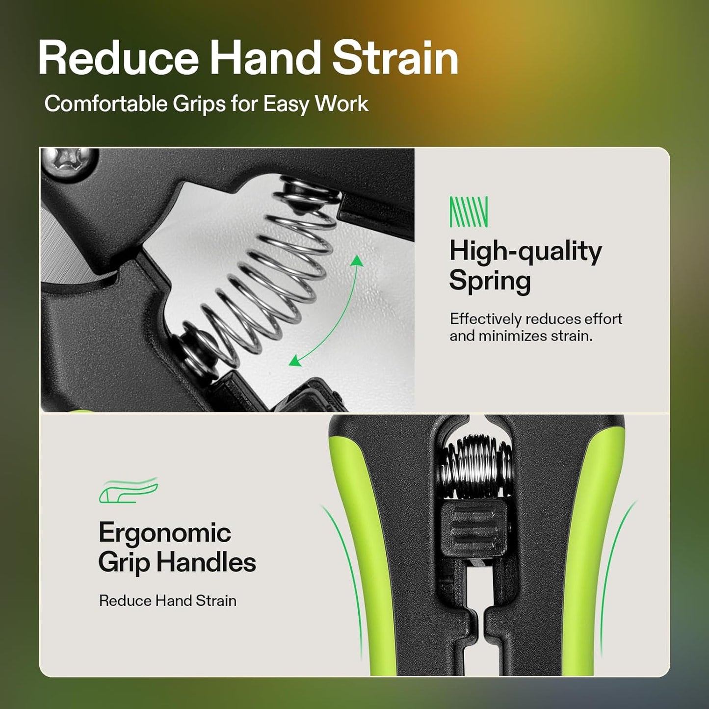 VIVOSUN 2-Pack Gardening Scissors 6.5 Inch Hand Pruner Pruning Shear with Straight Stailess Steel Blades, Black and Green