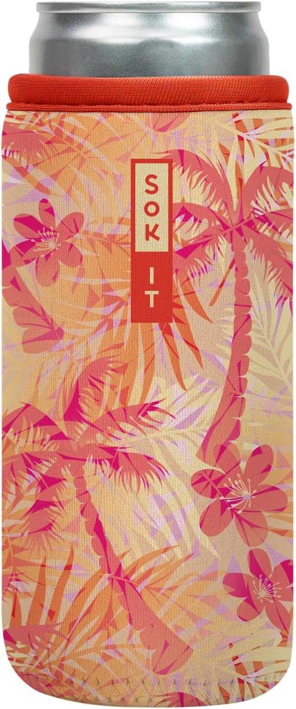 Sok It CanSok Sleeve for Beer & Soda Insulated Neoprene Cover (Tropical Dream, 12oz Slim Can Sleeve)
