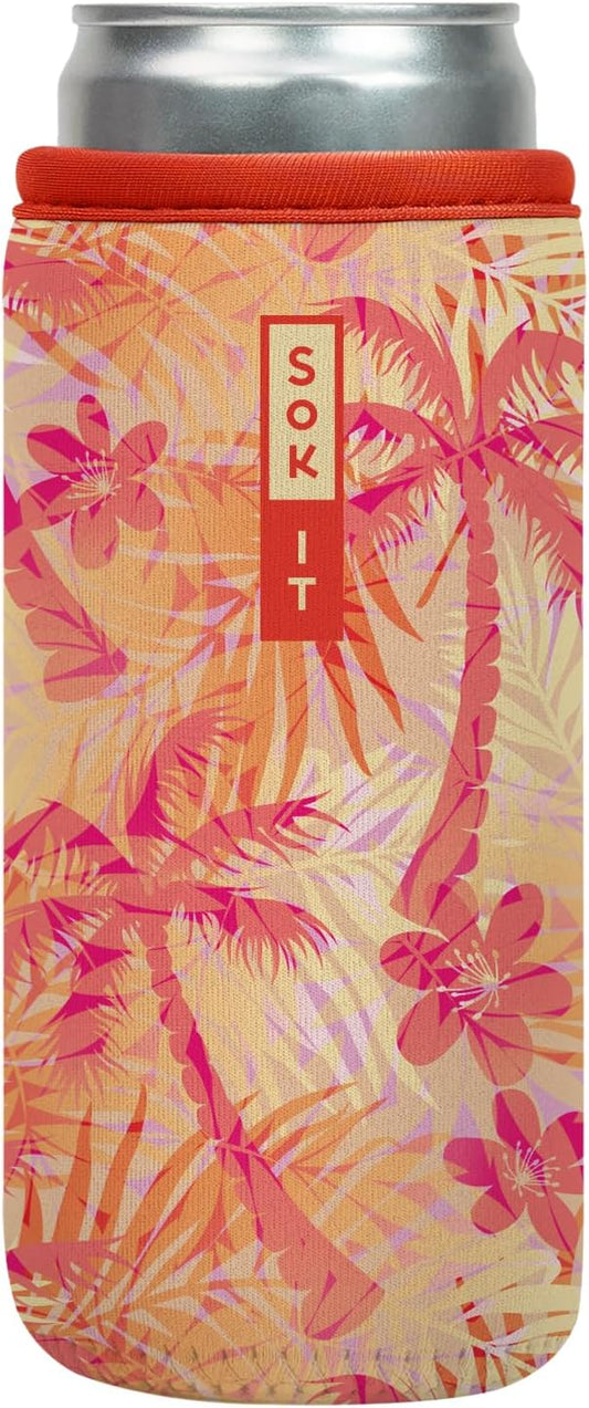 Sok It CanSok Sleeve for Beer & Soda Insulated Neoprene Cover (Tropical Dream, 12oz Slim Can Sleeve)