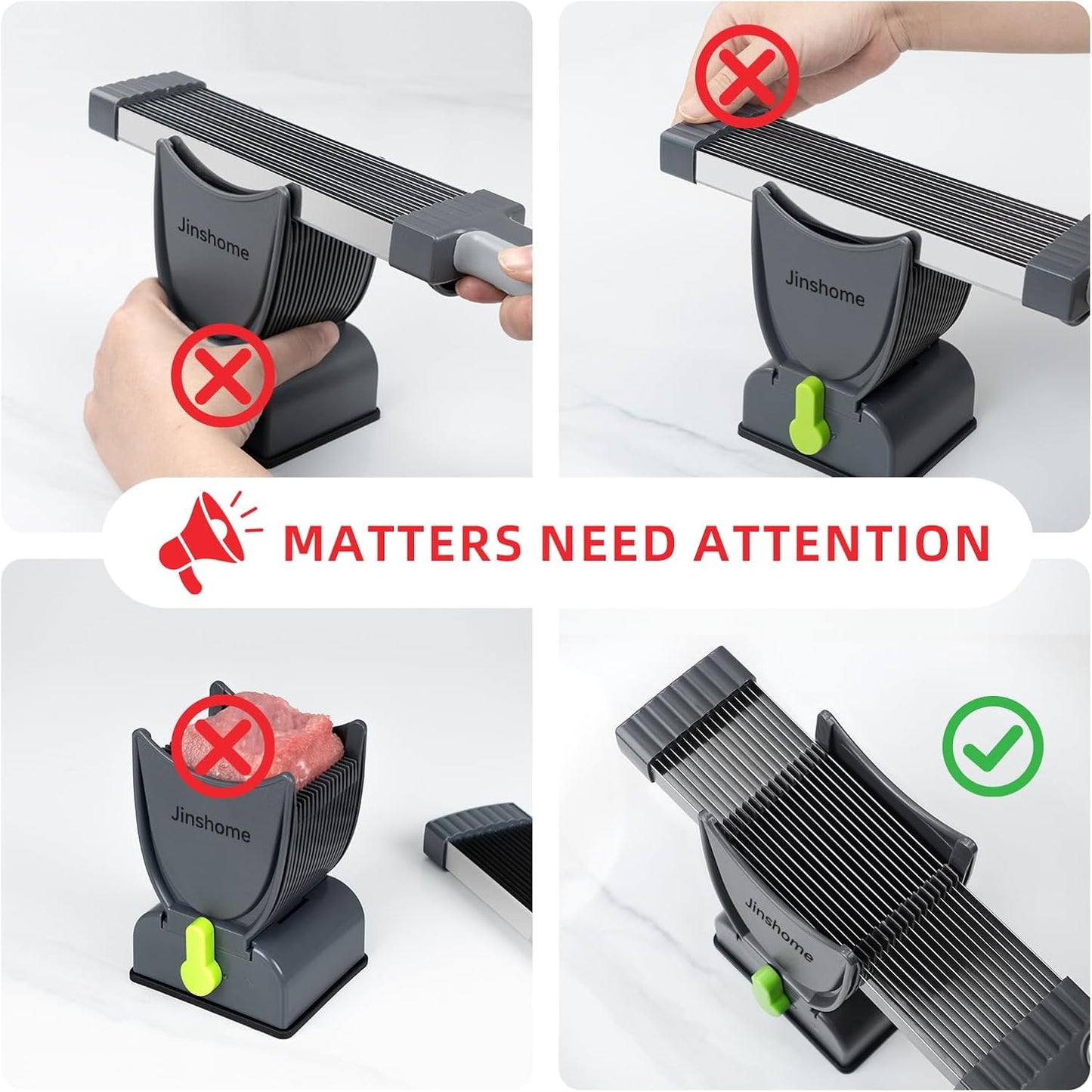 Fresh Meat Slicer, Thickness Adjustable 2 or 4 mm, 17 IN 1 Stainless Steel Manual Meat Cutter, Cleaver Kitchen Knife, Jerky Slicer Suit for Chicken Breast Beef Pork (Gray)