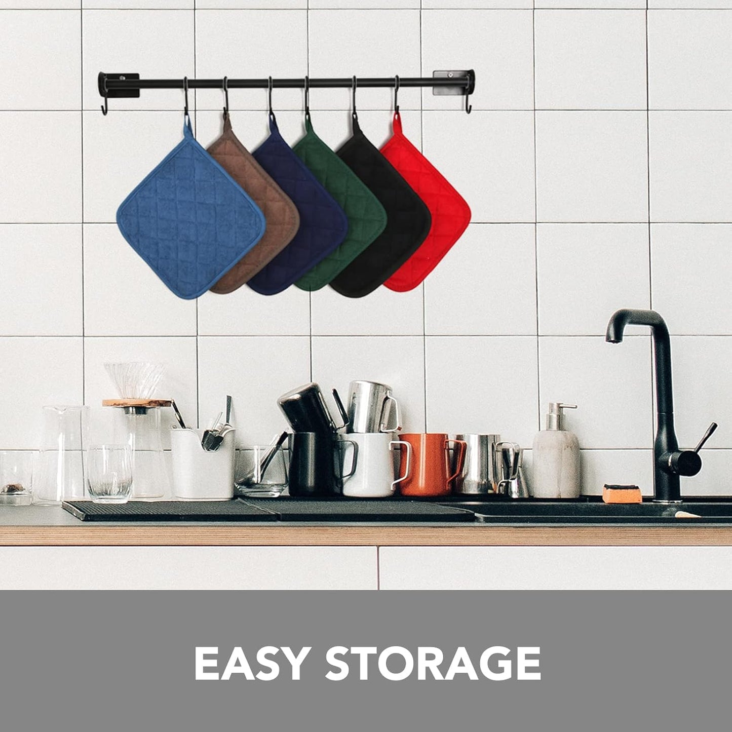 Joyhalo 4 Pack Pot Holders for Kitchen,Cotton Oven Holder with Great Heat Resistance,Non Slip Hot Pads for Kitchen Clearance, Aqua