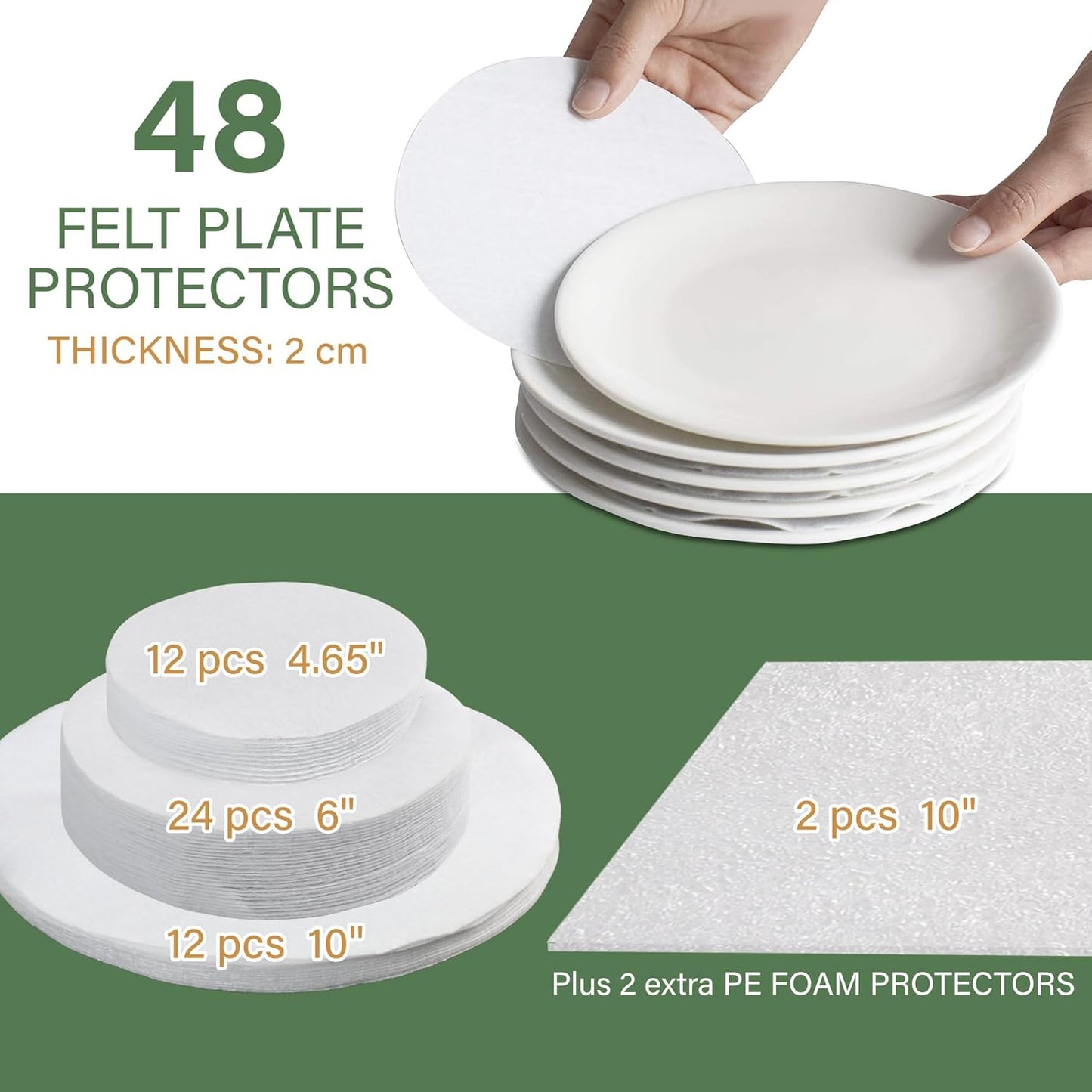 LotFancy China Storage Containers - Quilted 6-Piece Set Storage Box- Stores Chinaware, Stemware, Dinnerware, Dish Storage Service for 12, 48 Pcs Felt Protectors, Cardboard Dividers Included