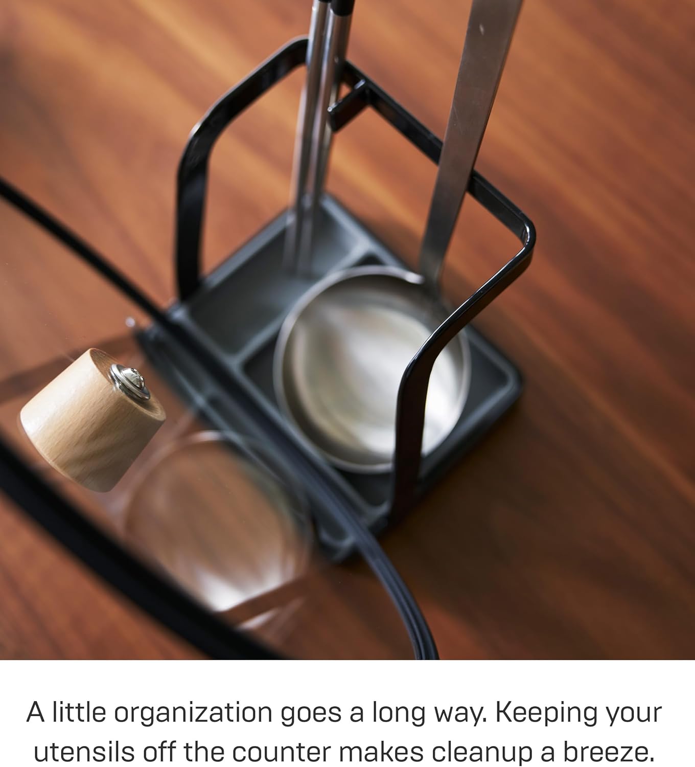 Yamazaki Home Tower Lid & Ladle Stand - Large, Kitchen Stand For Utensils, Lids, And Cookbooks, Heat-Resistant Kitchen Stand - Steel