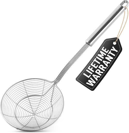 Zulay Kitchen Premium Stainless Steel Spider Skimmer 15.35” - Spider Kitchen Utensil with Premium Ergonomic Handles for Easy Use - Easy to Clean - Perfect for at Home Cooks & Chefs