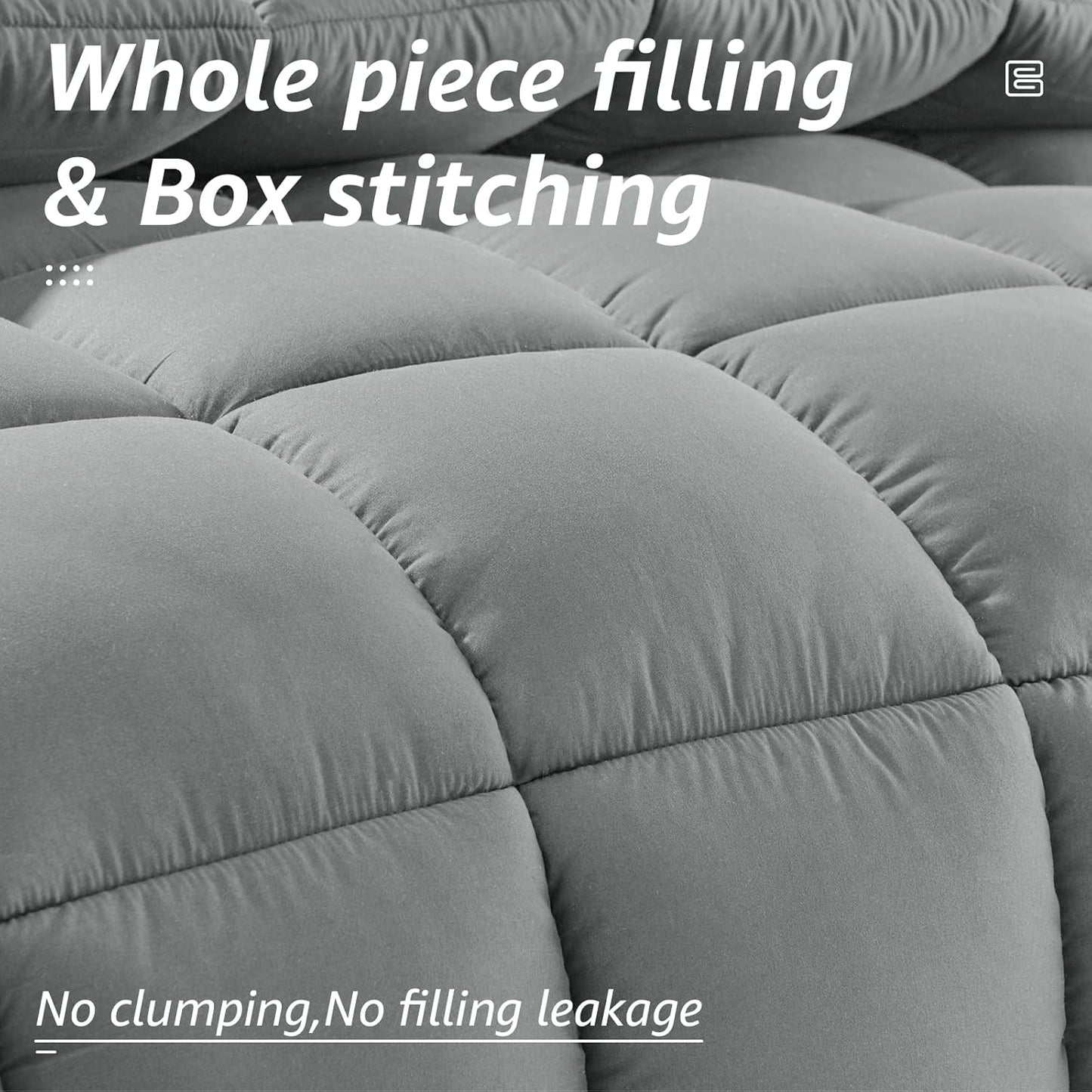 HYLEORY All Season Twin Size Bed Comforter - Cooling Down Alternative Quilted Duvet Insert with Corner Tabs - Winter Warm - Machine Washable - Light Grey