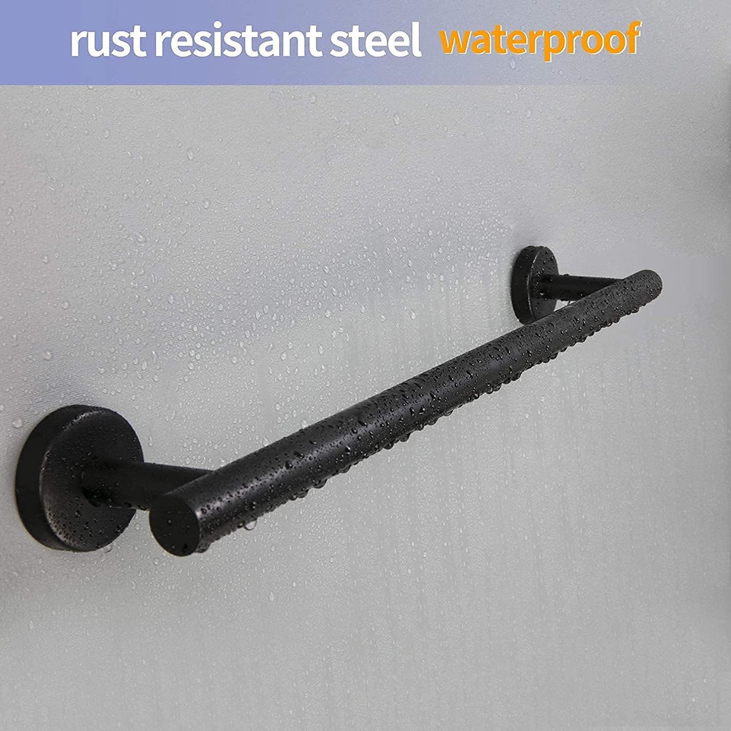 Cilee 2 Pieces Matte Black Bathroom Towel Bar, 24 Inch Double Towel Racks,Bathroom Towel Holder Towel Hanger for Bathroom Stainless Steel Wall Mount