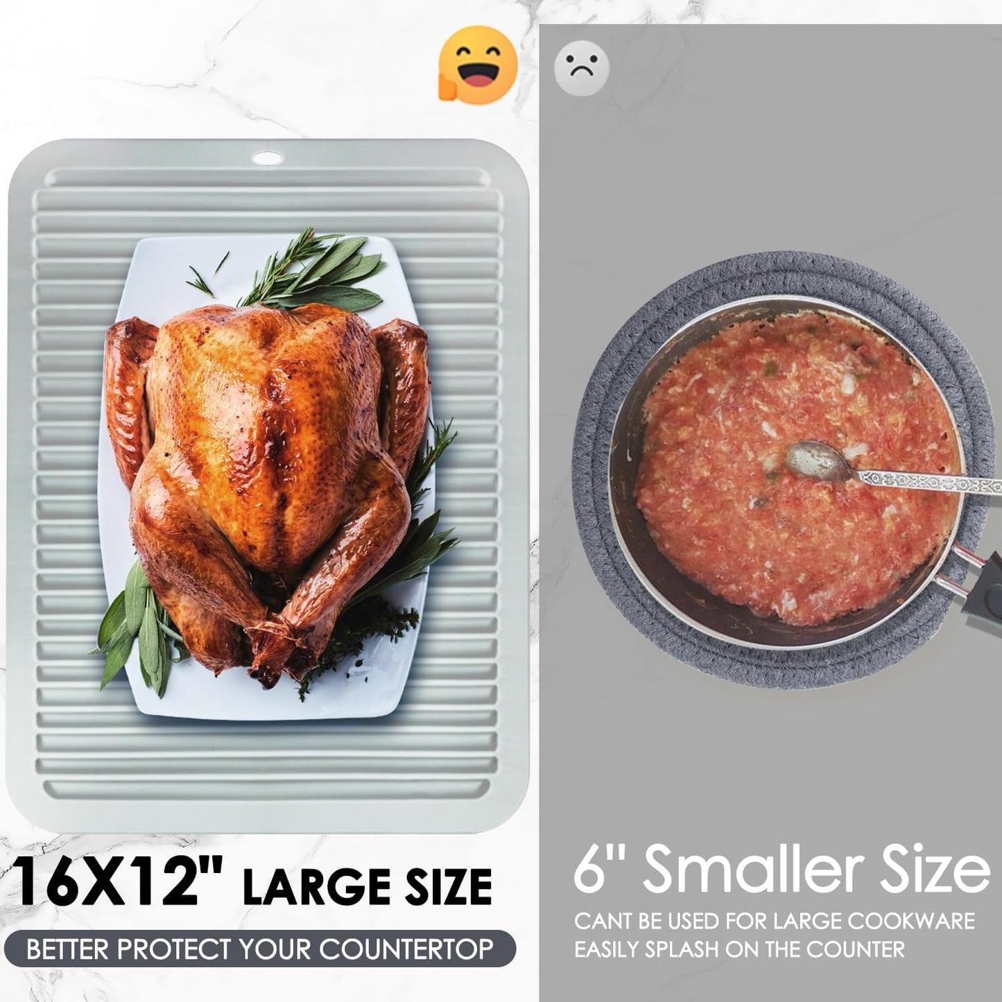 2 Pcs Gray Silicone Trivets 16"x12" Heat Resistant Trivets for Hot Pots and Pans Nonslip and Heat Resistant Hot Pads Silicone Square Trivet Mat Heat Resistant Mats for Countertop