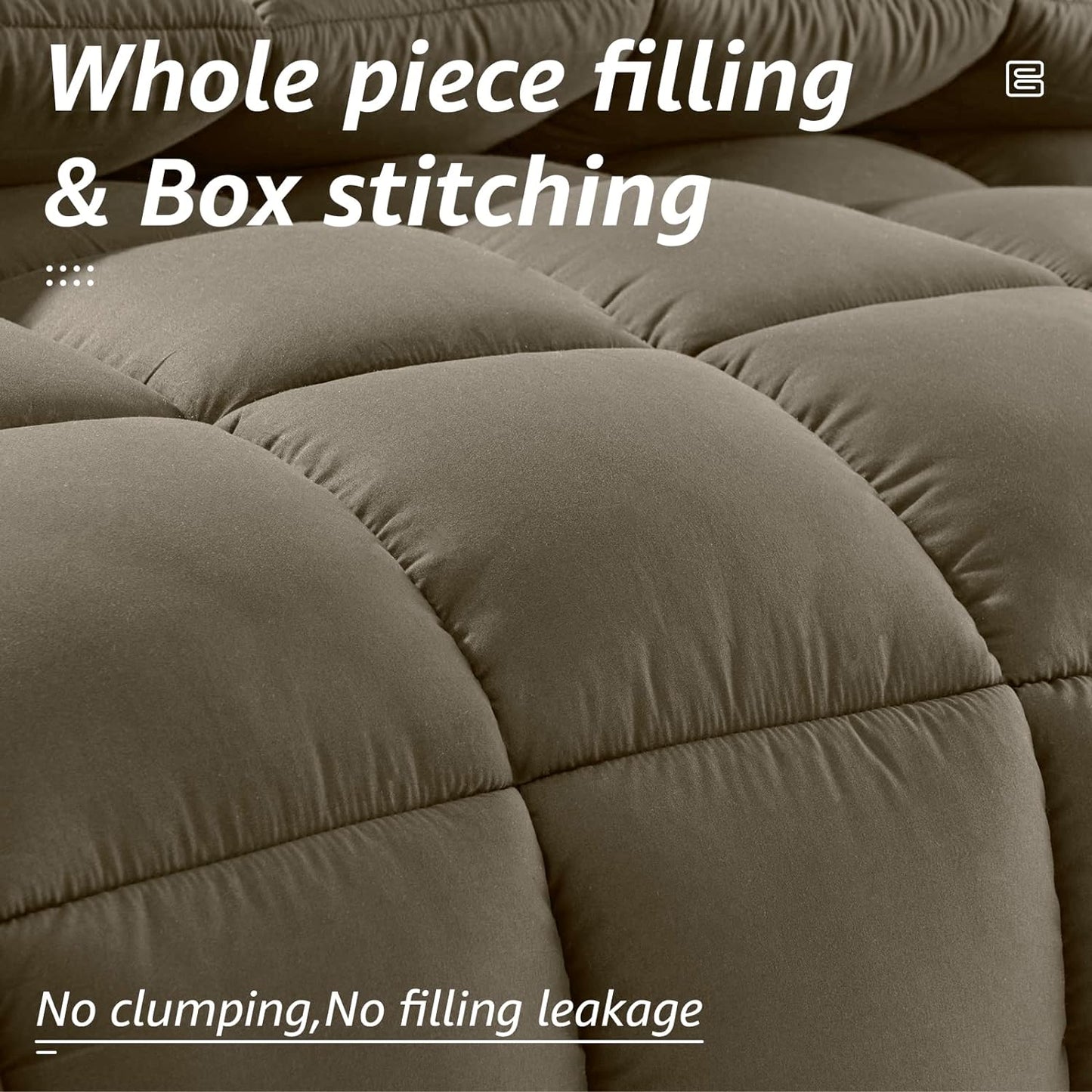 HYLEORY All Season Queen Size Bed Comforter - Cooling Down Alternative Quilted Duvet Insert with Corner Tabs - Winter Warm - Machine Washable - Taupe