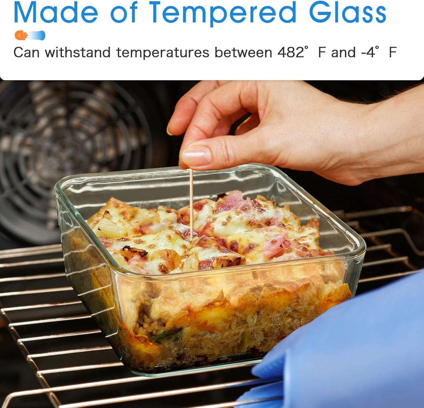 NUTRIUPS 2.6QT Square Glass Baking Dish with Lid, 8×8 inches Deep Square Baking Dish with Lid, Glass Baking Dishes for Oven