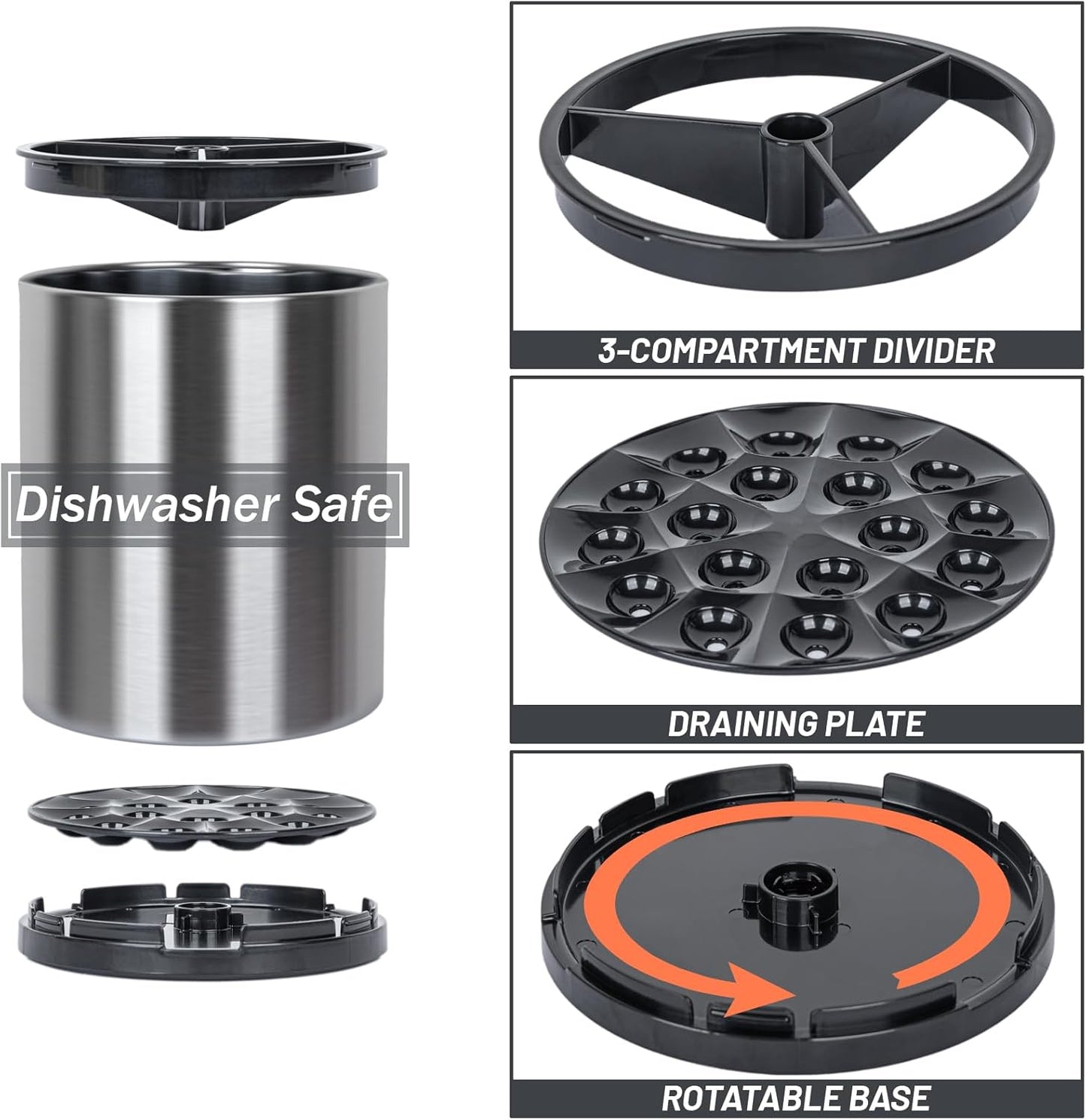 Kitchen Utensil Holder for Countertop 360° Rotating Utensil Caddy Extra Large Utensil Crock Cooking Utensil Holder for Kitchen Counter