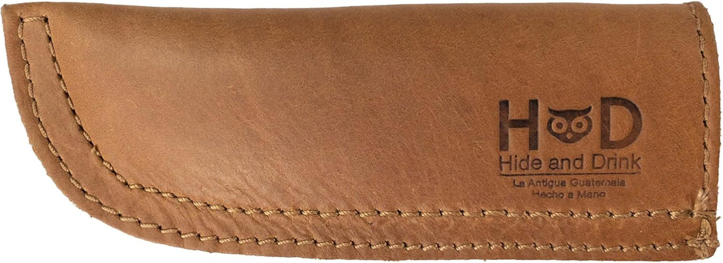 Hide & Drink, Hot Handle, Cast Iron Protector, Panhandle Potholder, Double Layered, Double Stitched, Slides On/Off Easily onto Metal Skillet Grips, Full Grain Leather, Handmade, Single Malt Mahogany