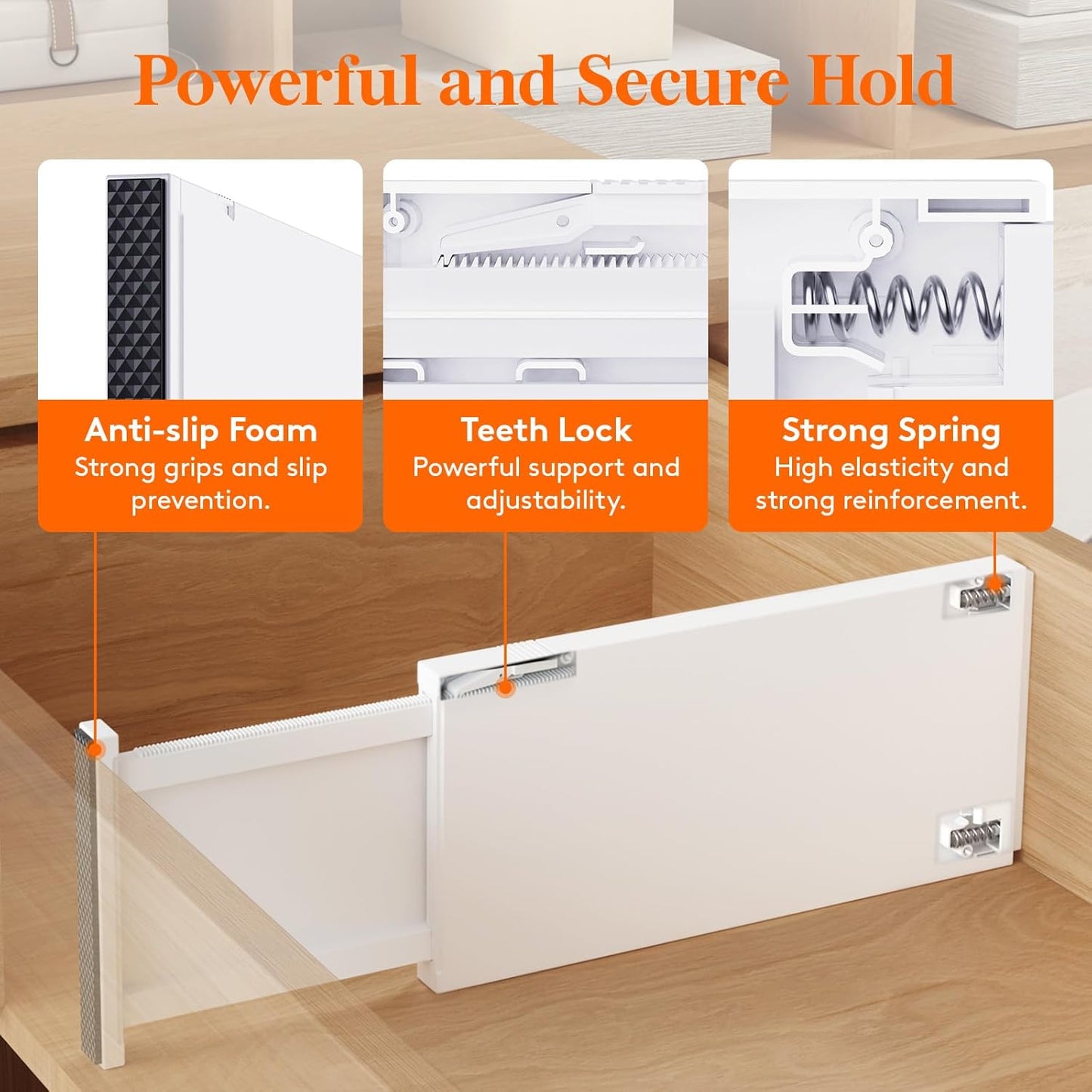 Lifewit 4 Pack Drawer Dividers Plastic 6" High, 13.5-22" Adjustable Drawer Organizers for Clothes, Expandable Dresser Separators in Bedroom/Bathroom/Kitchen/Fridge/Office Organization and Storage