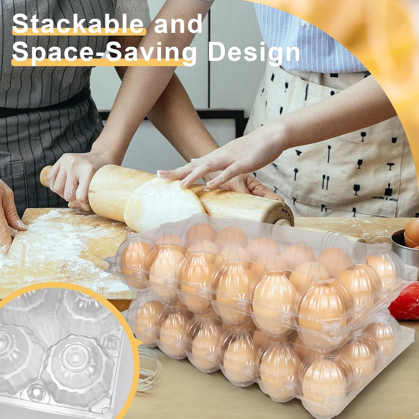 Egg Cartons 18 Count - 40 Pack Egg Cartons Cheap Bulk - 3x6 Grids Plastic Egg Carton for Fresh Eggs, Home, Farmers Market (Medium)