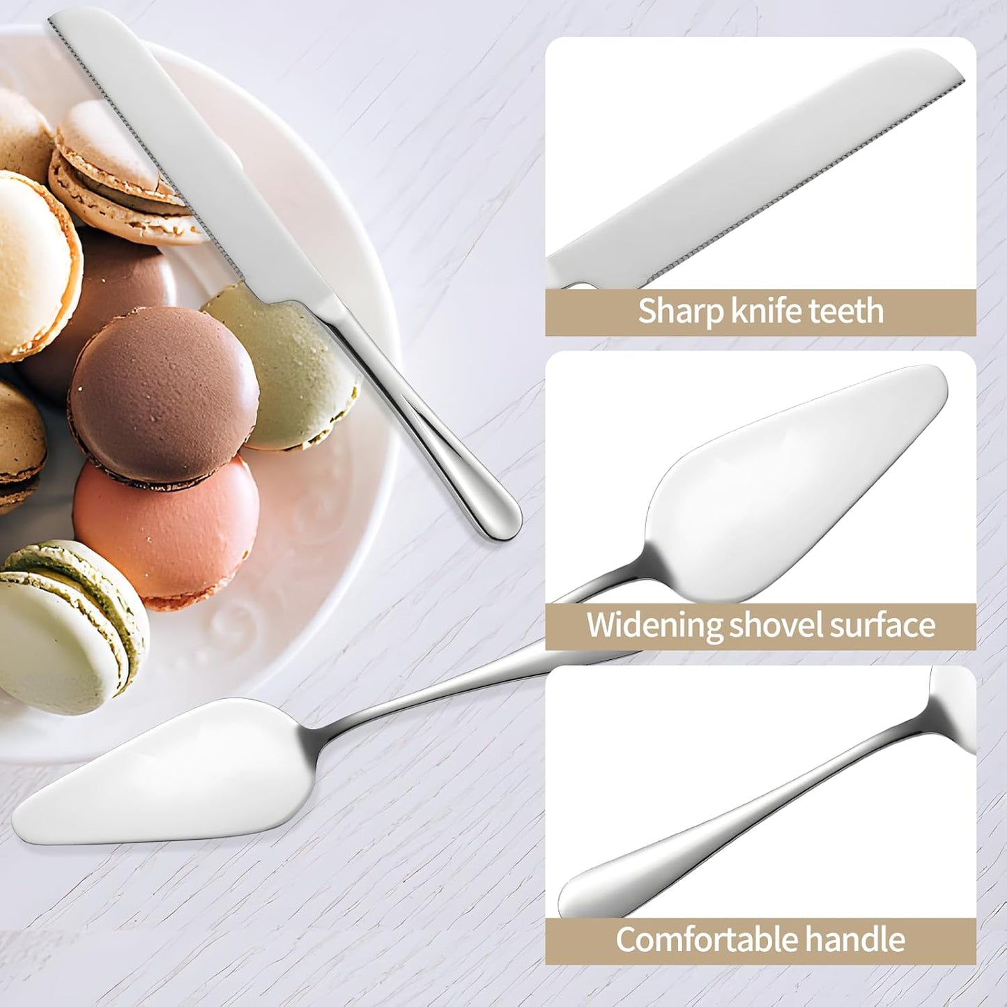 Silver Cake Cutting Set for Wedding, Premium Stainless Steel Cake Knife, Premium Cake Cutter set is Great for Birthdays, Anniversary Parties, and Christmas.Perfect for any celebration