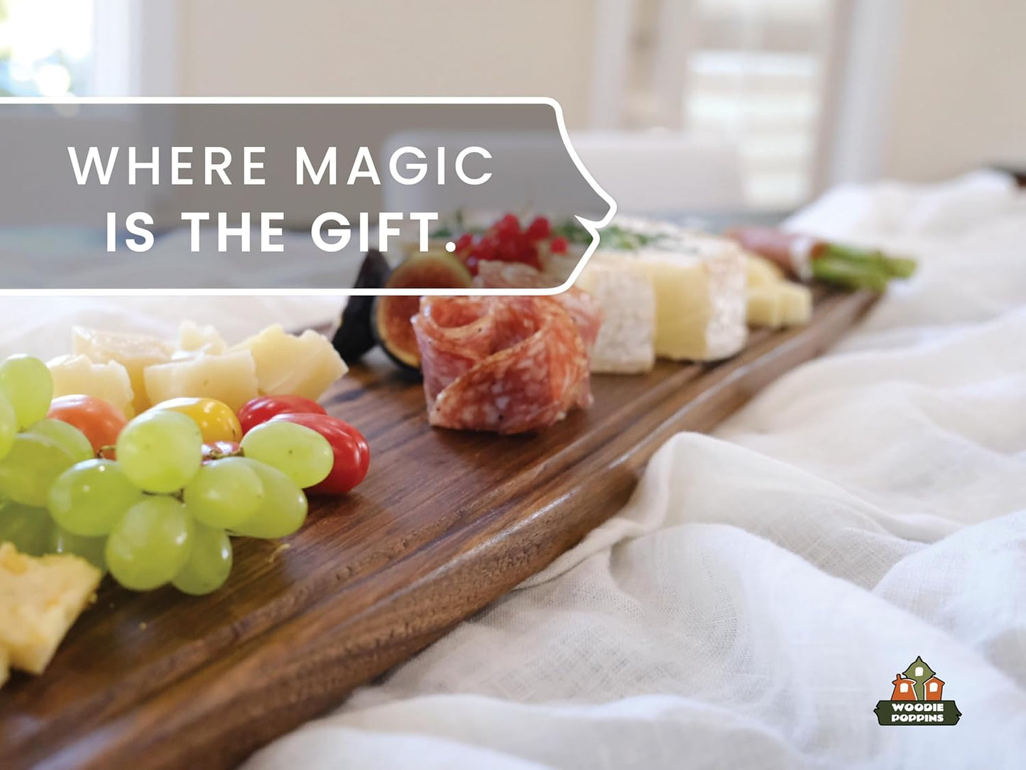 Elegant Walnut Wood Long Serving Board with Handle - Charcuterie Wooden Board - Stylish Versatility for Culinary Delights - Reversible with Juice Groove - 35.4x6.7x0.8 in - Woodie Poppins (Large)