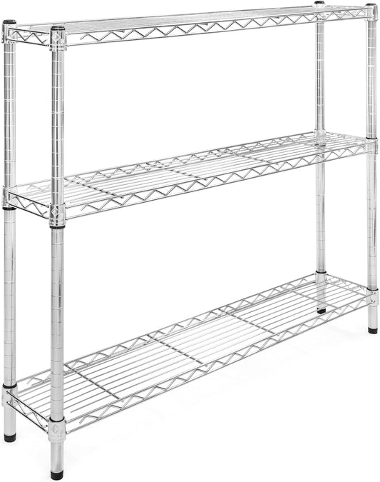 Shelving Inc. 8" d x 42" w Chrome Wire Shelving with 3 Tier Shelves, Weight Capacity 800lbs Per Shelf