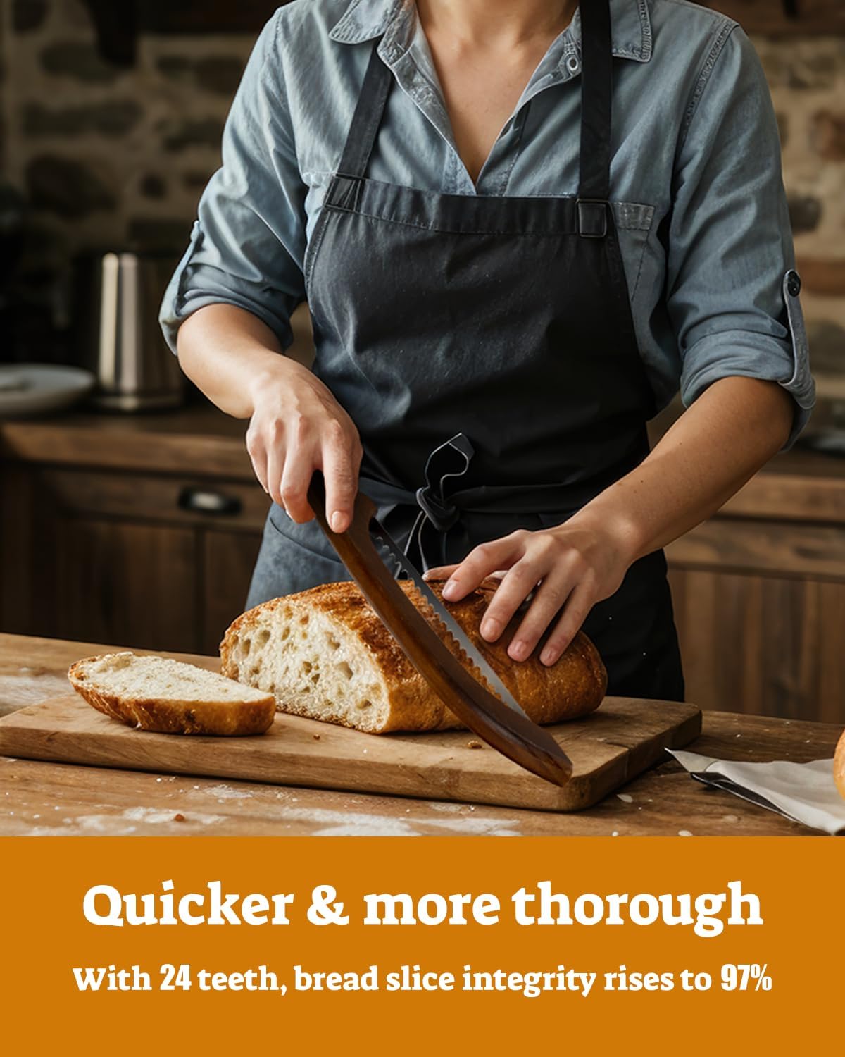 16.5” Bread slicer for Homemade Bread, Serrated Bread Knife for homemade bread with Bow Design, Premium Bread Knife, Bread Slicer, Bread Cutter for Bagels, Baguettes, Dark Brown Color