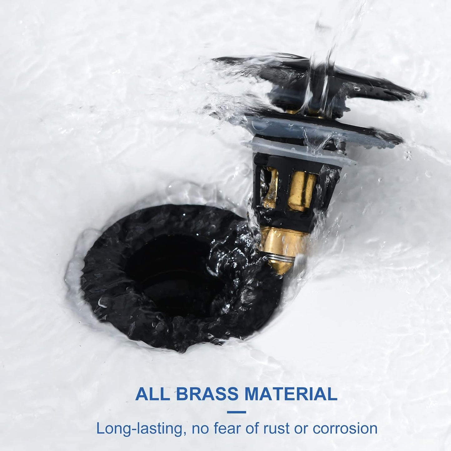 Universal Bathroom Sink Stopper - Pop Up Sink Drain Stopper, Push Button Flixfilter Sink Drain Stopper Replacement, Wash Basin Drain Filter Plug Anti-Clogging Basket, Matte Black