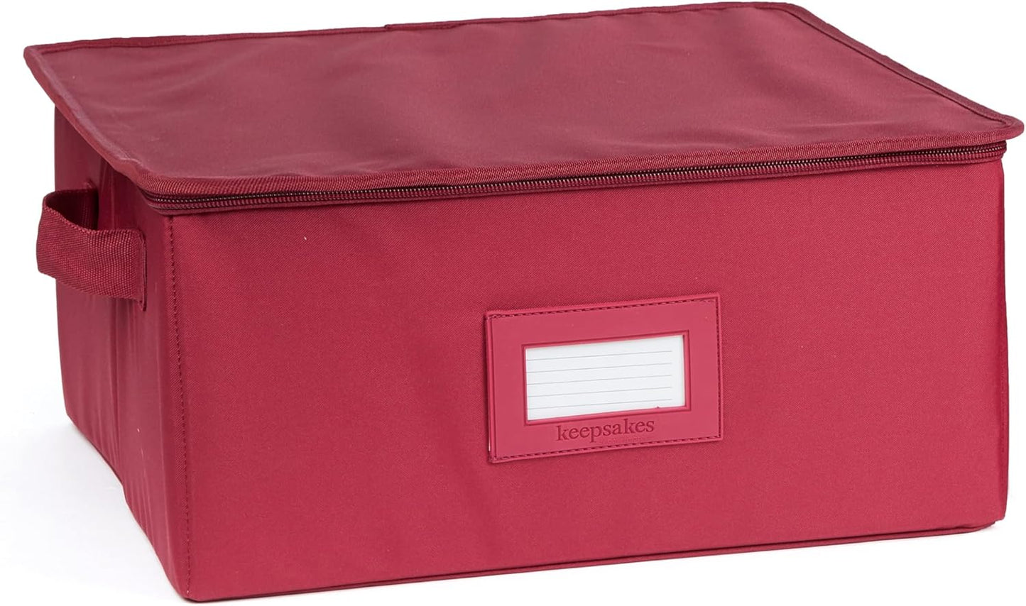 Covermates Keepsakes Dish Storage Box - Stackable, Reinforced Handles, China Storage, Scarlett Red
