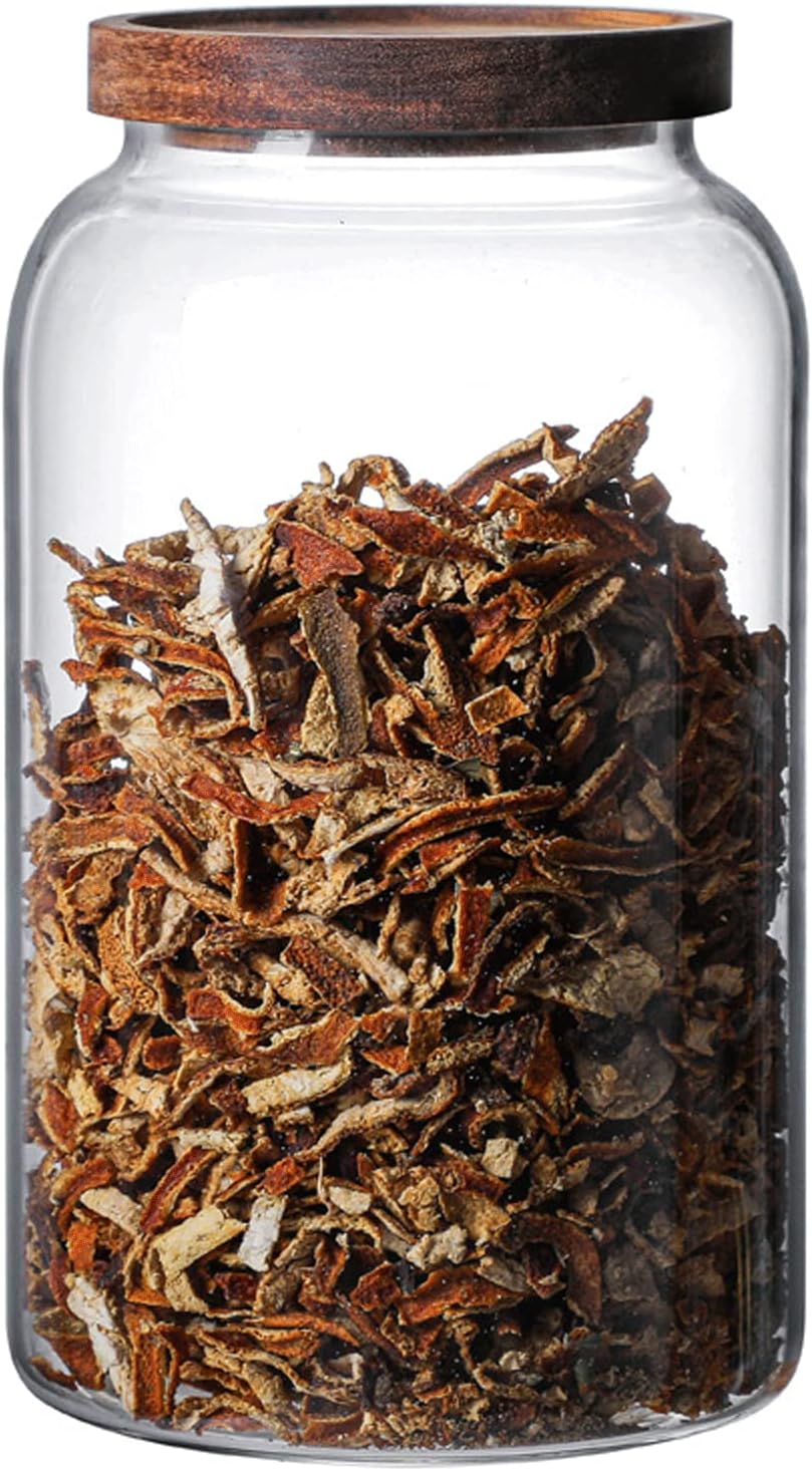 Large Glass Jars with Airtight Wooden Lid, Food Storage Glass Canister, Clear Cereal Storage Container for Flour, Sugar, Coffee Beans, Snack (94 FL OZ (2800ml))