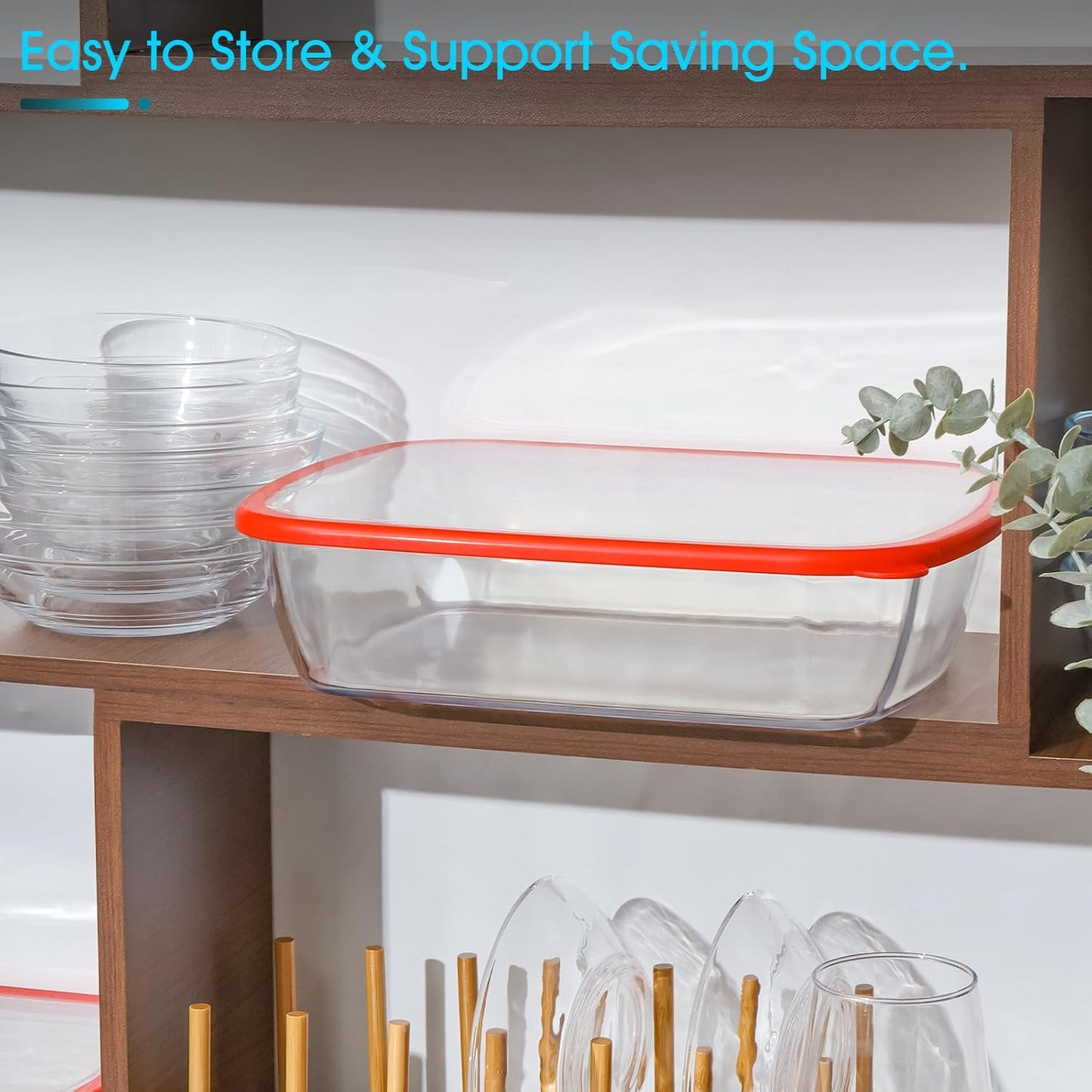 NUTRIUPS 9x11-Inch, 3 QT Rectangle Glass Baking Dish with Lid, Deep Glass Pan for Cooking, Oven Dishwasher and Microwave Safe