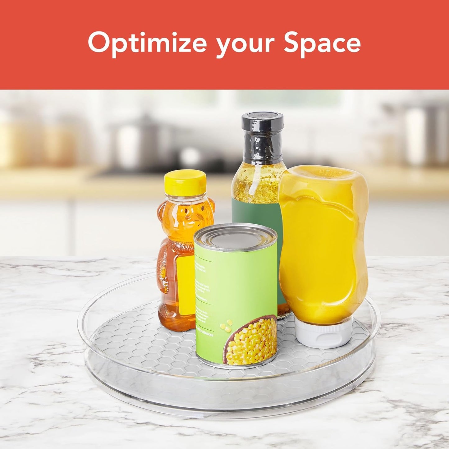 Spectrum Large Lazy Susan Organizer 11 in for Large Cabinet Fridge Pantry Table Shelf Bath Kitchen Organization, Oyster Gray Rotating Turntable Spinning Storage for Condiments Spice Bottles