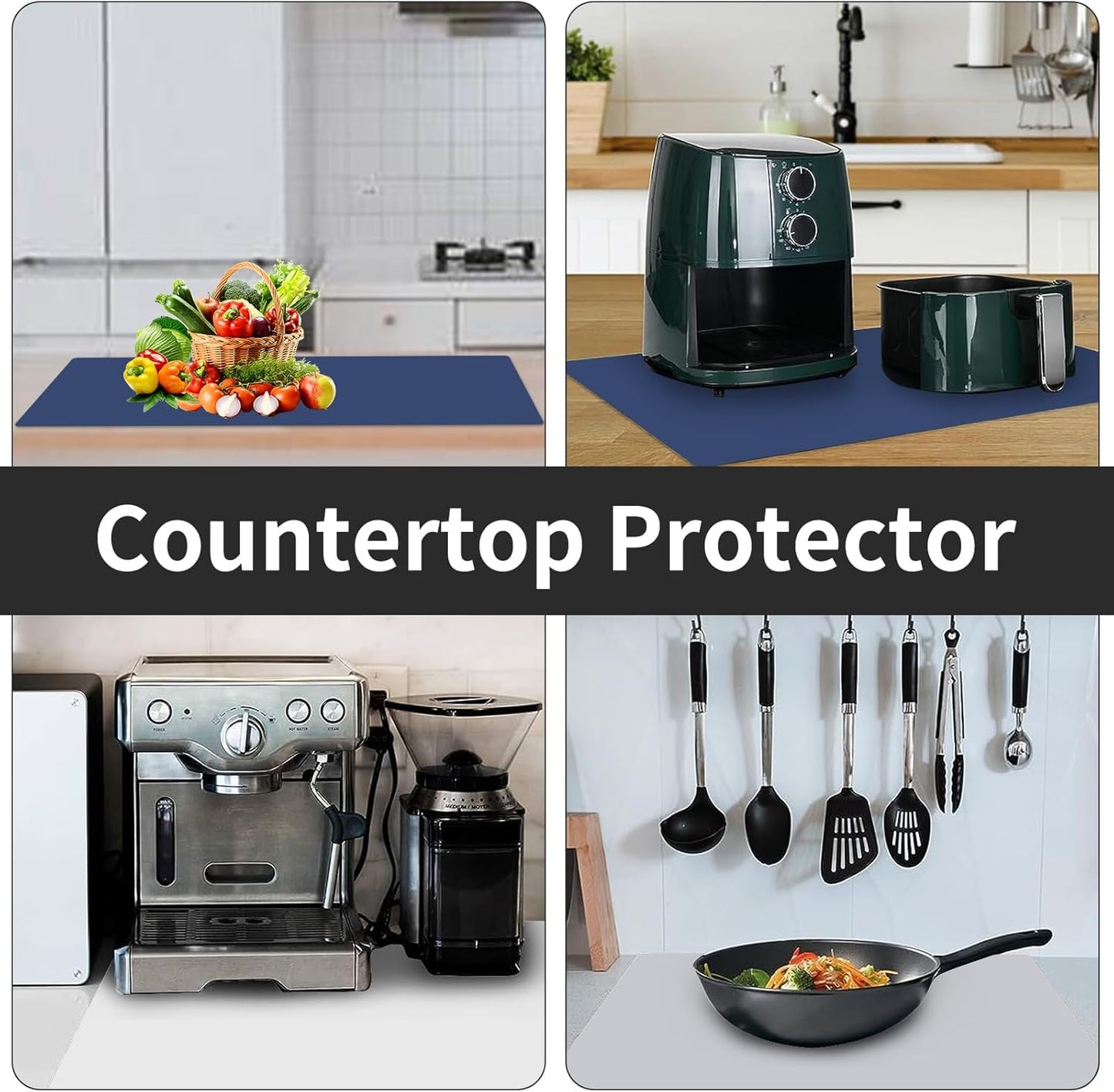 2MM Super Thick Large Silicone Mat, 23.6"x31.5"(80cmx60cm), Non-Slip Heat Resistant, Thicken Kitchen Counter Mats, Waterproof Countertop Protector for Craft (Semitransparent)