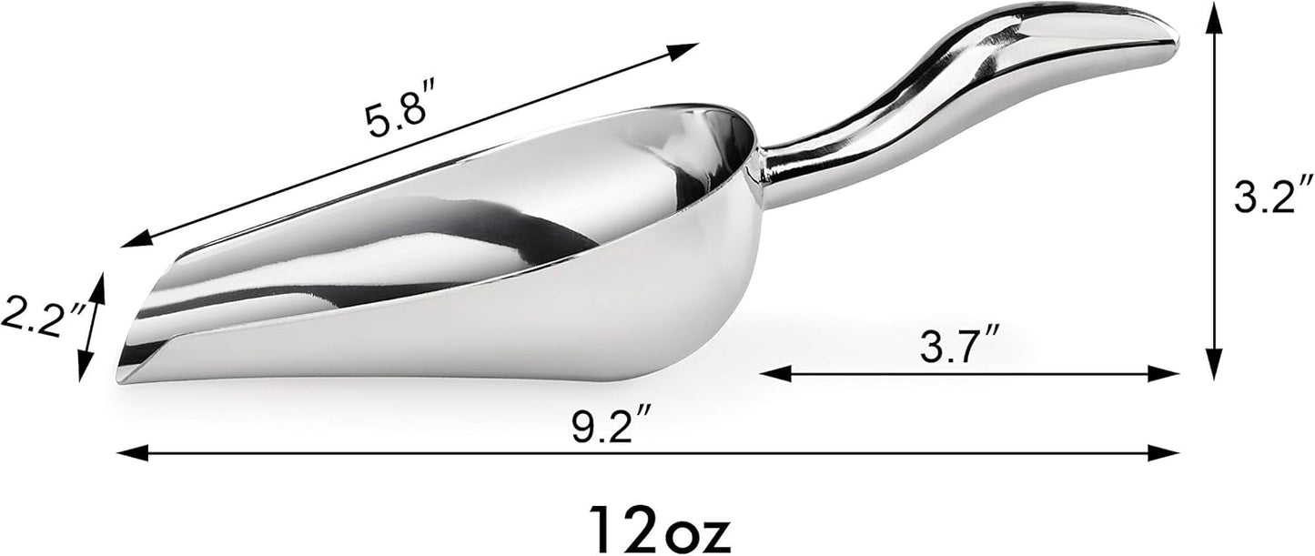 New Star Foodservice 1028515 Stainless Steel Bar Ice Flour Utility Scoop, 12-Ounce
