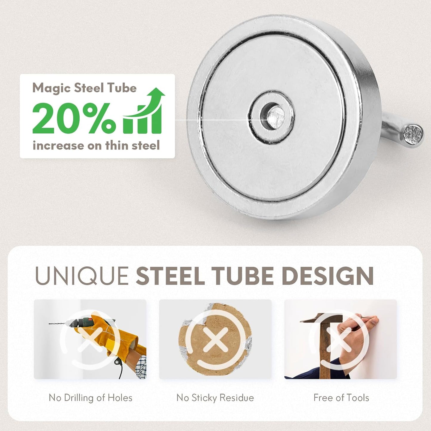 Neosmuk Magnetic Hooks, Cruise Ship Essentials, 120lb+ Heavy Duty Magnetic Hooks for Cruise Cabins, Refrigerator, Grill, Hanging, and Travel | Extra Strong Must-Haves Magnet Hook,Silver, Pack of 10