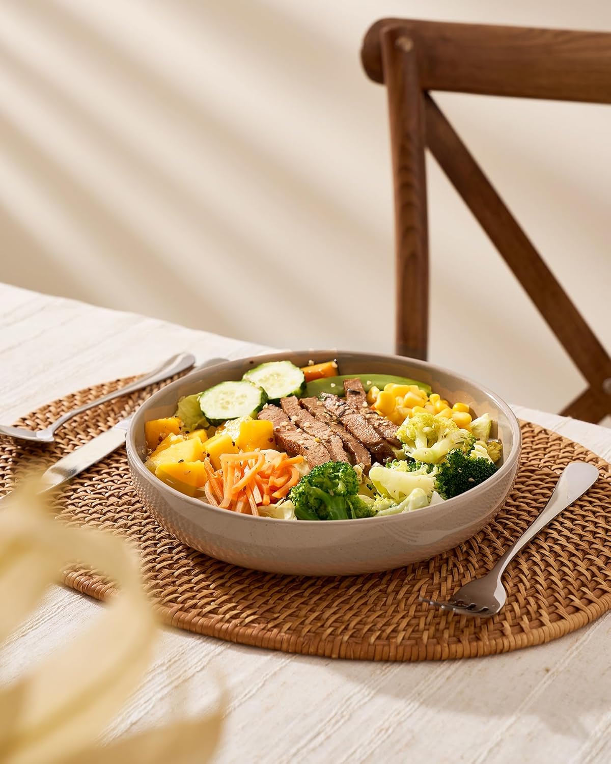 famiware Milkyway 33 oz Bowl Set, Pasta Bowls Set of 4, Salad Bowls Perfect for Your Friend for Housewarming, Thanksgiving, Christmas, Cinnamon Brown