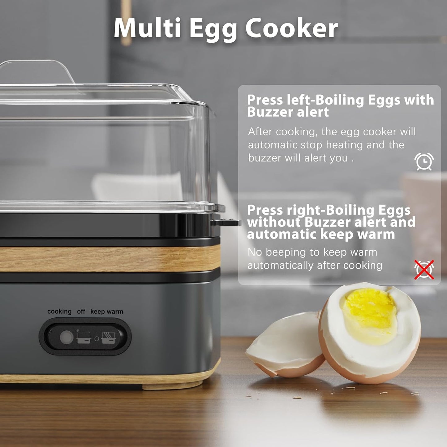 Rapid Egg Cooker Electric 6 Eggs Capacity, Soft, Medium, Hard Boiled, Poacher, Omelet Maker Egg Poacher With Auto Shut-Off, BPA Free
