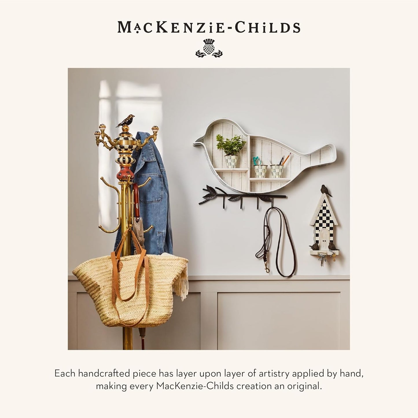 MACKENZIE-CHILDS Enamel Herb Pots, Small Plant Pots for Herbs or Flowers, Set of 3, Gray-and-White Sterling Check