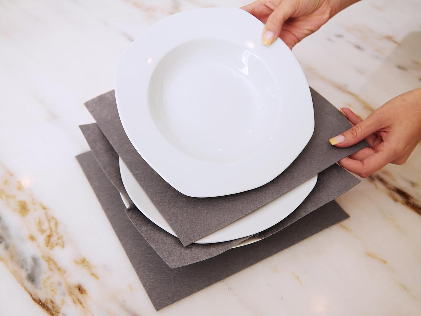 Covermates Keepsakes Dish Storage Box - Stackable, Reinforced Handles, China Storage, Red Heather