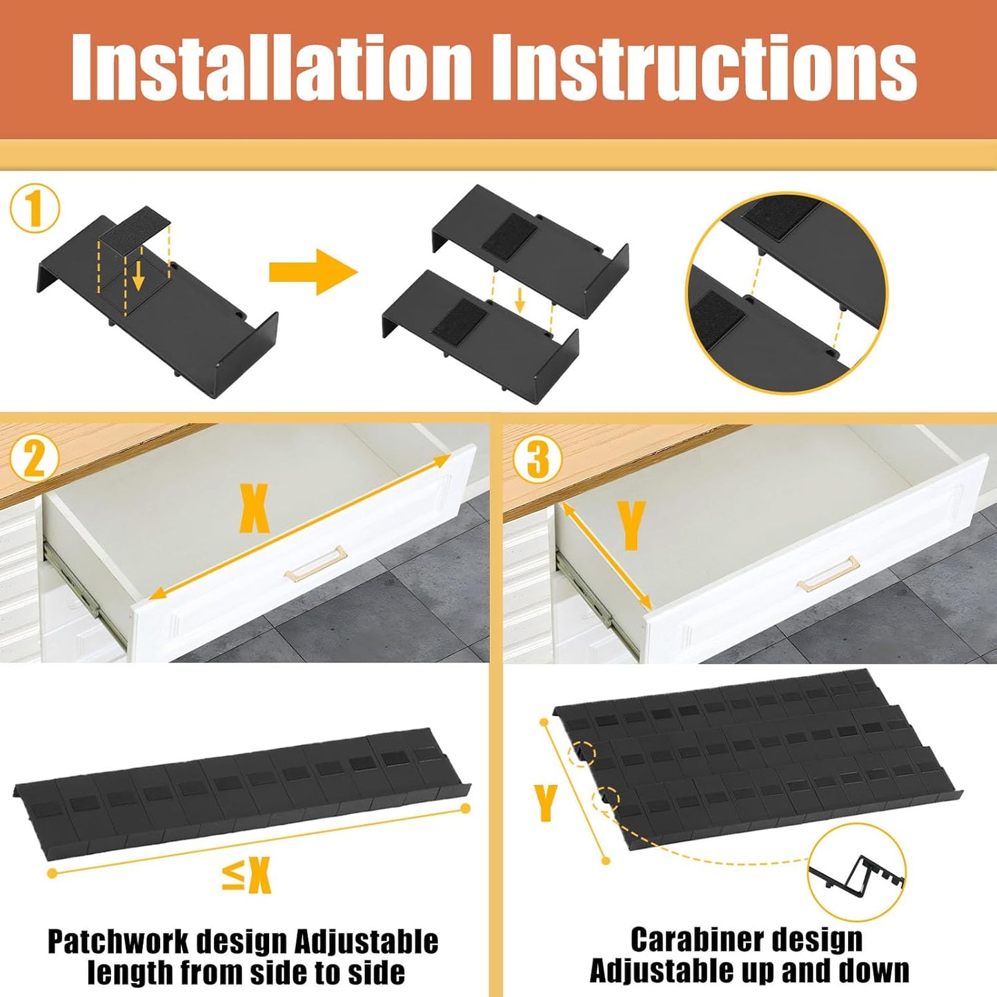 Famhap Spice Drawer Organizer 24 Pcs with 24 Plastic Jars and Labels，Interlocking Expandable Seasoning Rack Tray Insert for Kitchen Drawers, Spice Rack Drawer