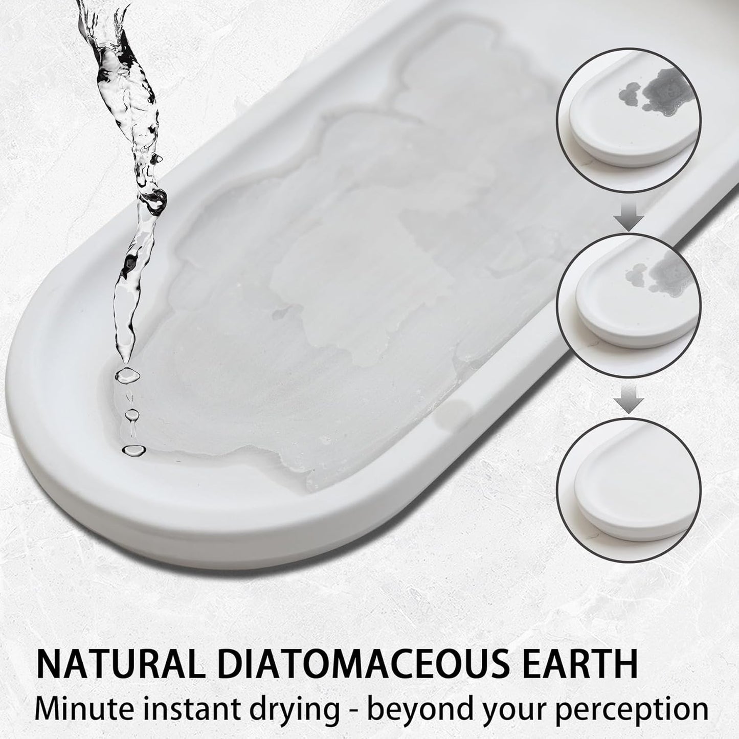 Diatomite Sink Caddy for Kitchen Organizer, Quick Dry Holder for Sponge, Dish, Brush, Bathroom Soap, Toothbrush - Fast Absorbing Stone Tray (Grey, 11" x 5")