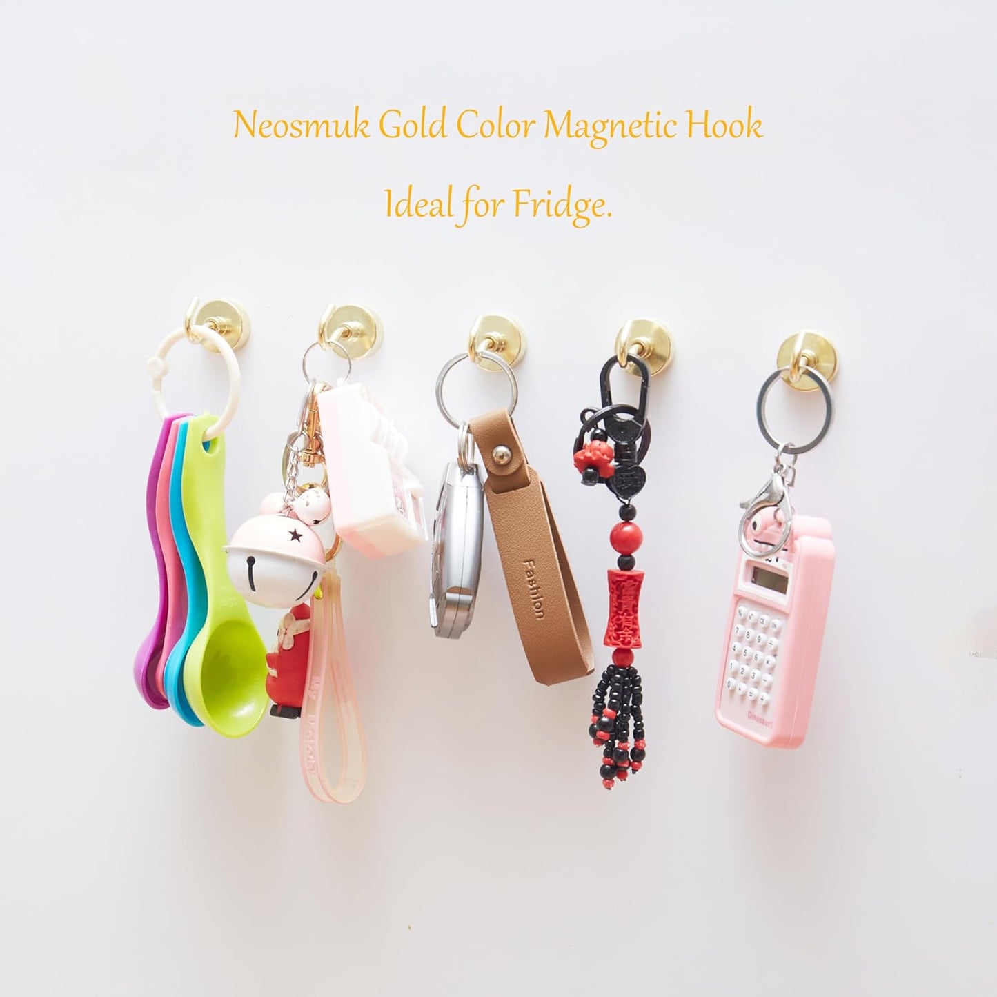 Neosmuk Magnetic Hooks Heavy Duty,Strong Magnet with Hook for Fridge, Super Neodymium Extra Strength Industrial Hooks for Hanging, Magnetic Hanger for Toolbox, Cruise, Grill(Golden,10 Pack)