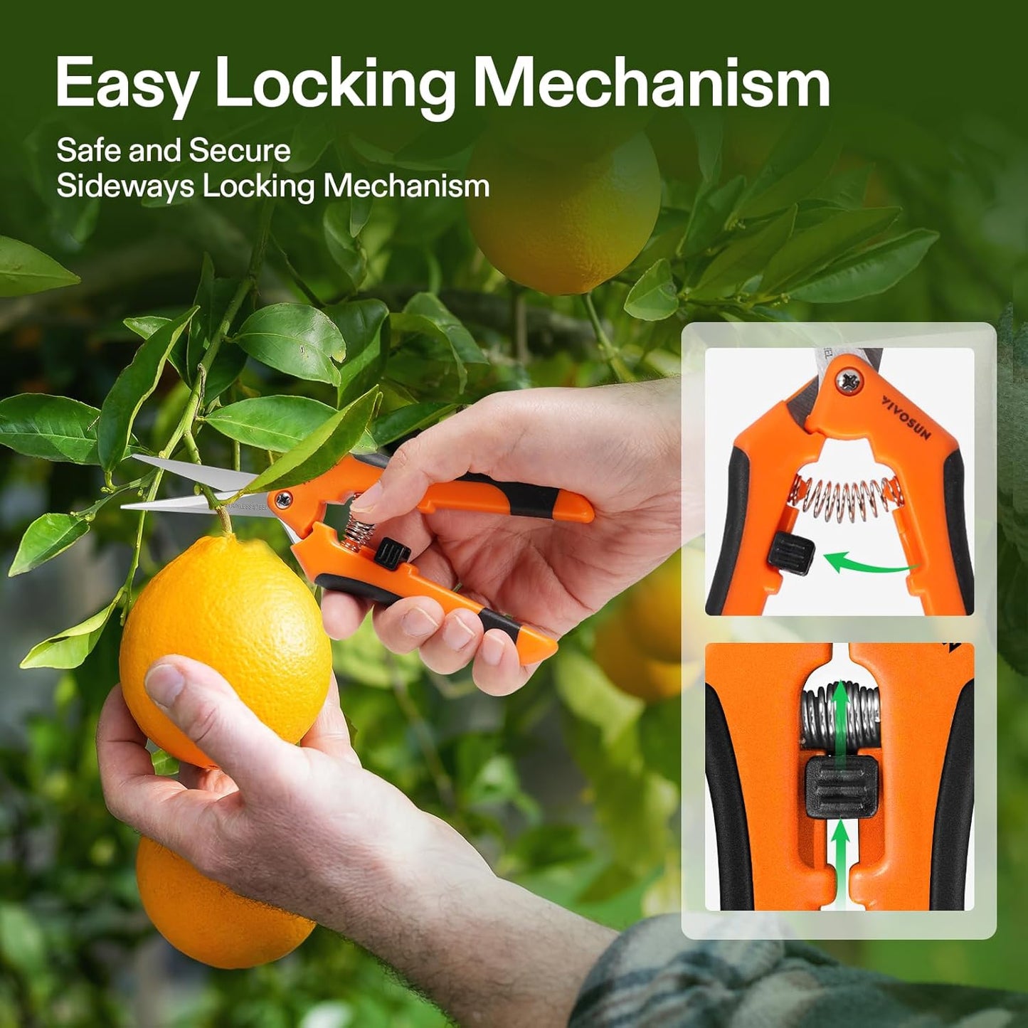 VIVOSUN 6-Pack 6.5 Inch Gardening Scissors Hand Pruner Pruning Shear with Straight Stainless Steel Blades Orange